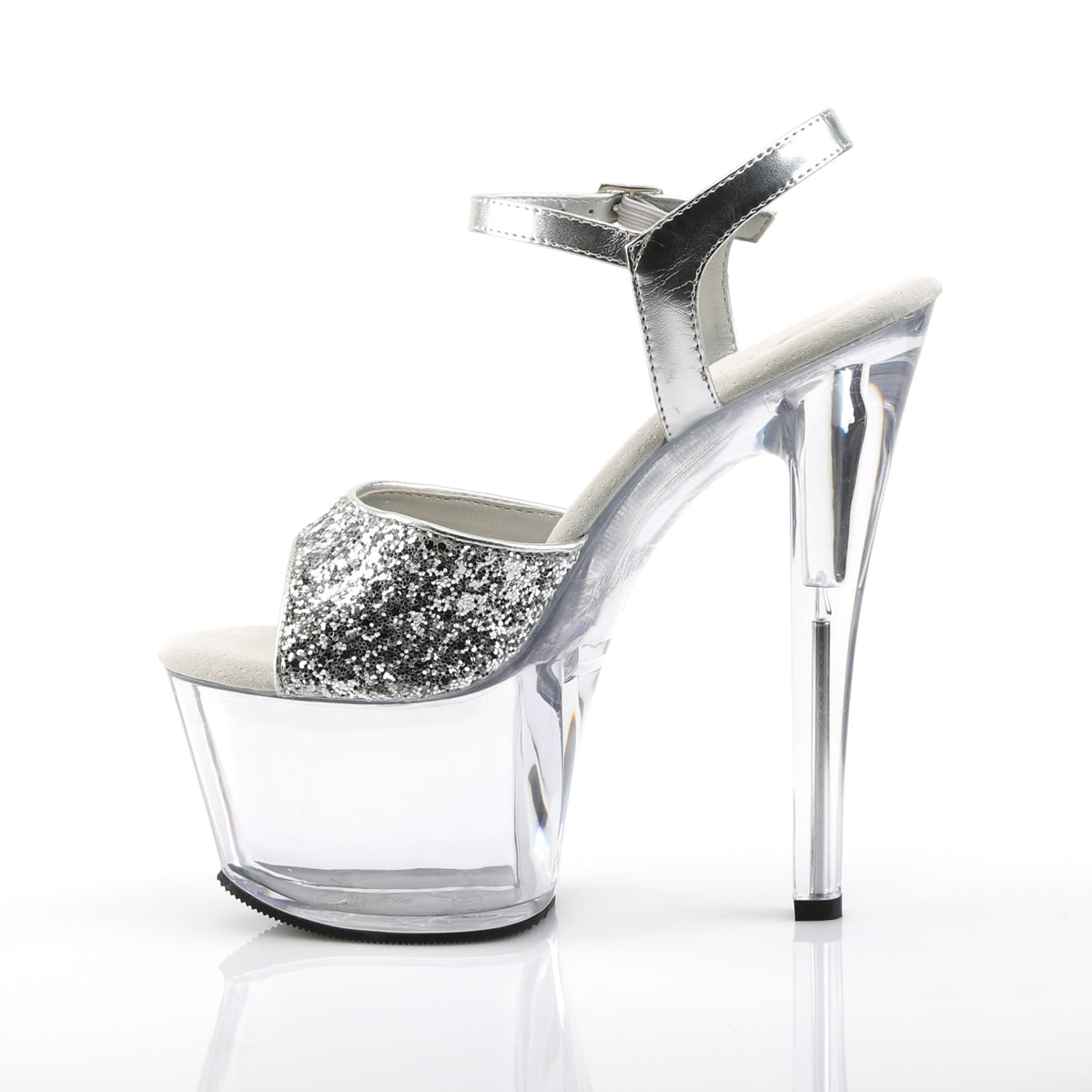 SKY-310 Pleaser 7" Heel Silver Glitter Pole Dancing Platform-Pleaser- Sexy Shoes Pole Dance Heels