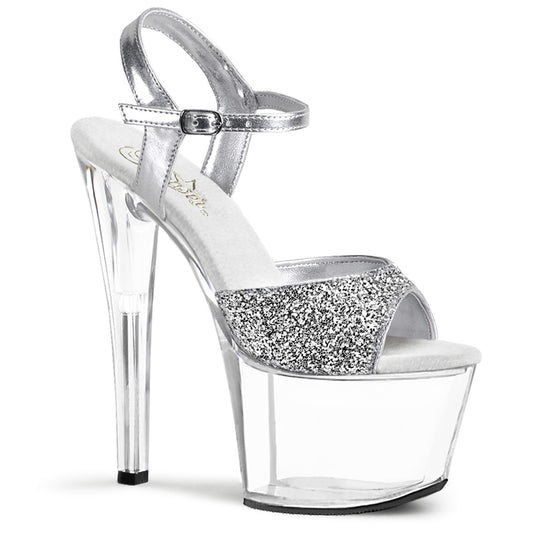 SKY-310 Pleaser 7" Heel Silver Glitter Pole Dancing Platform-Pleaser- Sexy Shoes