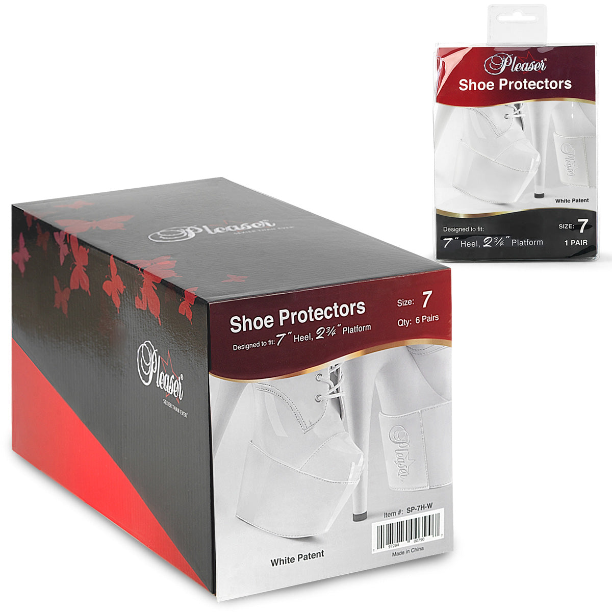 SP-7H-W Pleaser White Shoe Platform Protectors with Hook & Loop Fastner (1 pair)