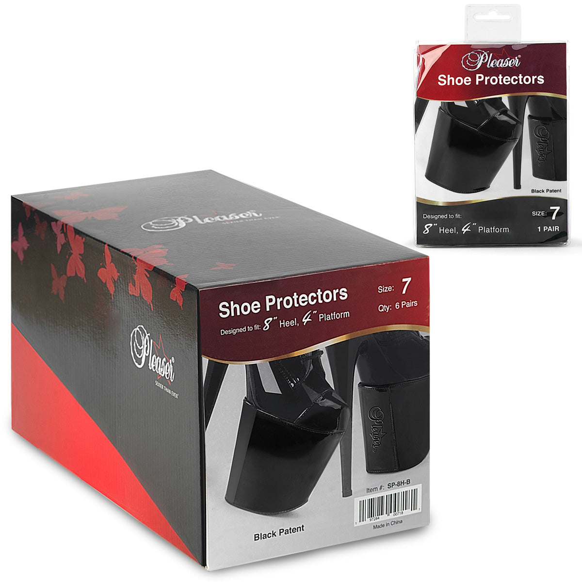 SP-8H-B Pleaser Black Shoe Platform Protectors with Hook & Loop Fastner (1 pair)