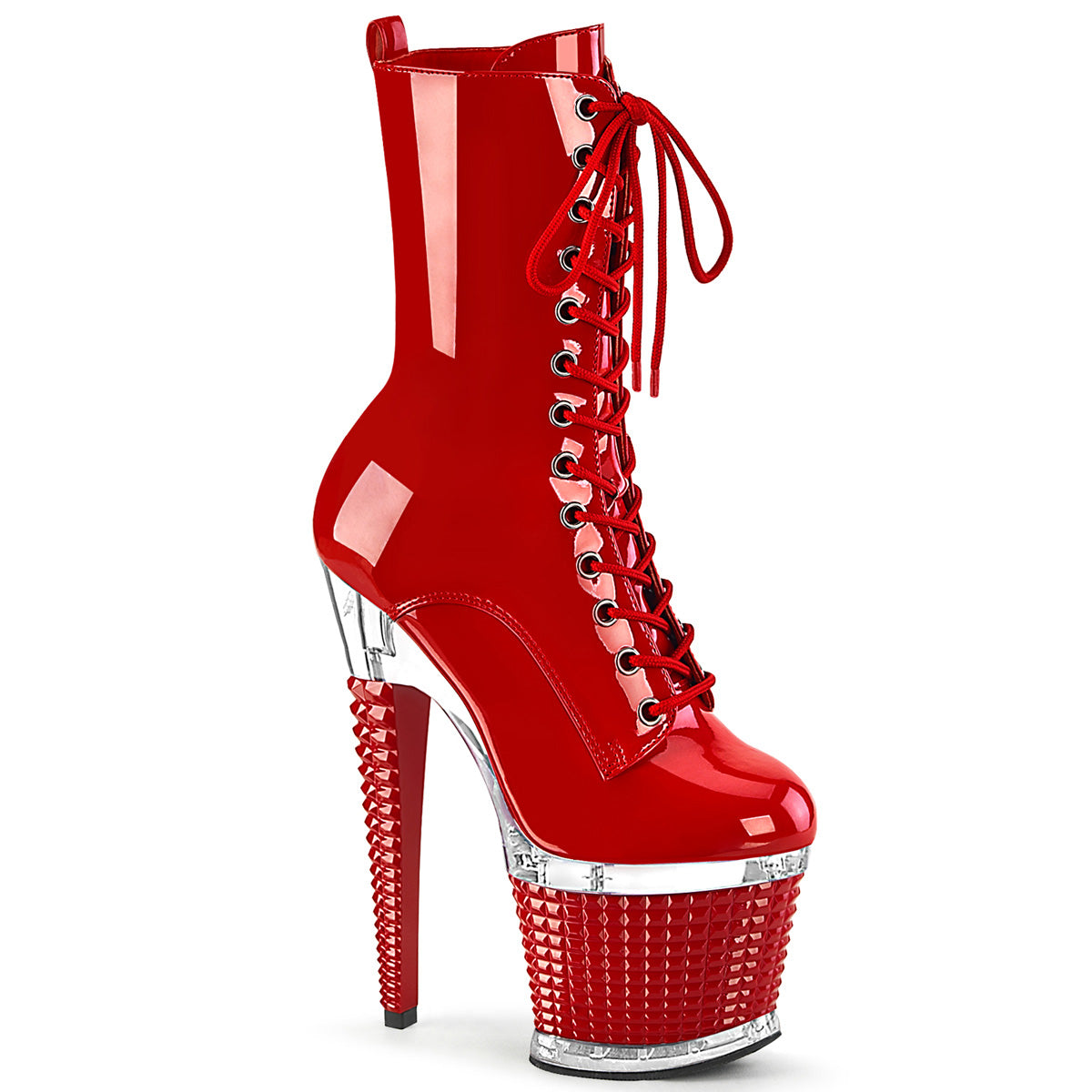SPECTATOR-1040 Pleasers Red Patent Lace Up Platform Ankle Boots – Pole ...