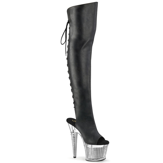 SPECTATOR-3019-Black-Faxur-Leather-Clear-Silver-Chrome-Pleaser-Platforms-(Exotic-Dancing)