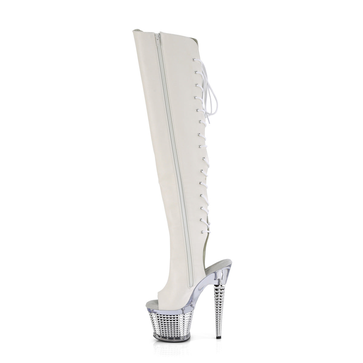 SPECTATOR-3019 Pleaser Pole Dancing White Knee High Boots