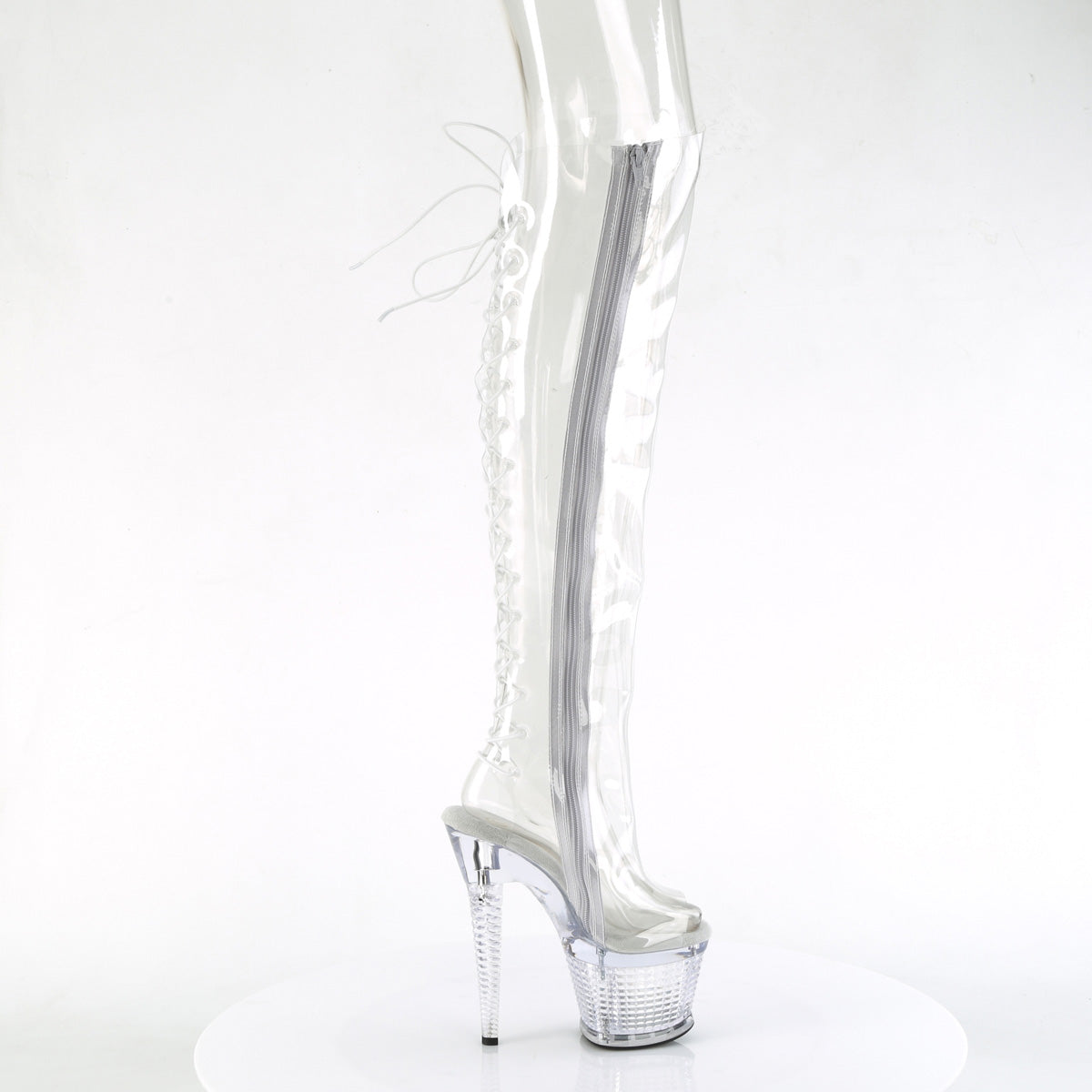 Perspex thigh high boots sale