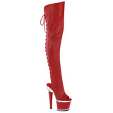 SPECTATOR-3030 Pleaser Red Pole Dancing Thigh High Boots