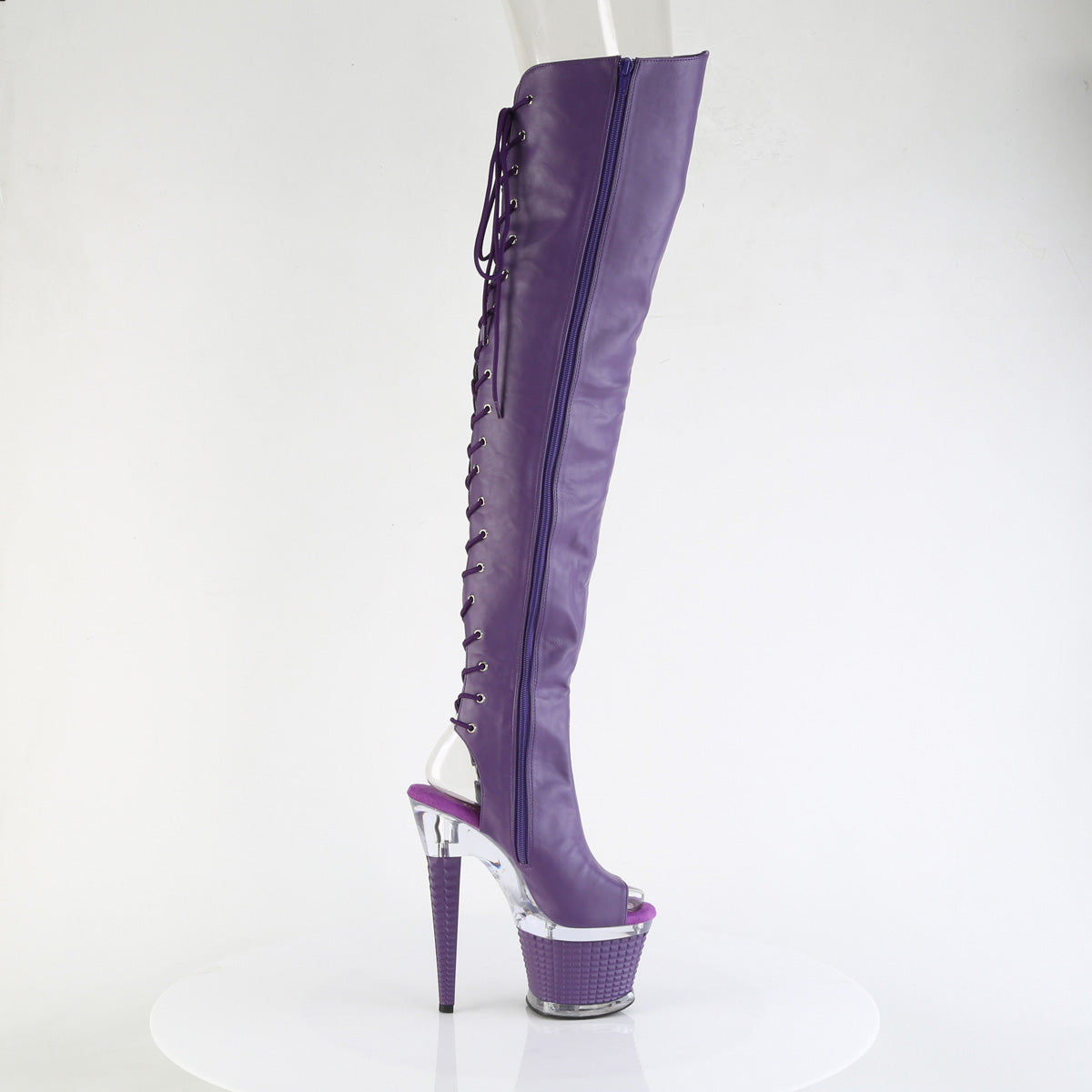 SPECTATOR-3030 Purple Pleaser Pole Dancing Thigh High Boots.