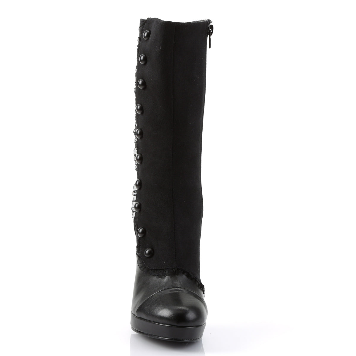SPLENDOR-130 Retro 4.5" Heel Black Microfiber Women Boots Funtasma Costume Shoes Alternative Footwear