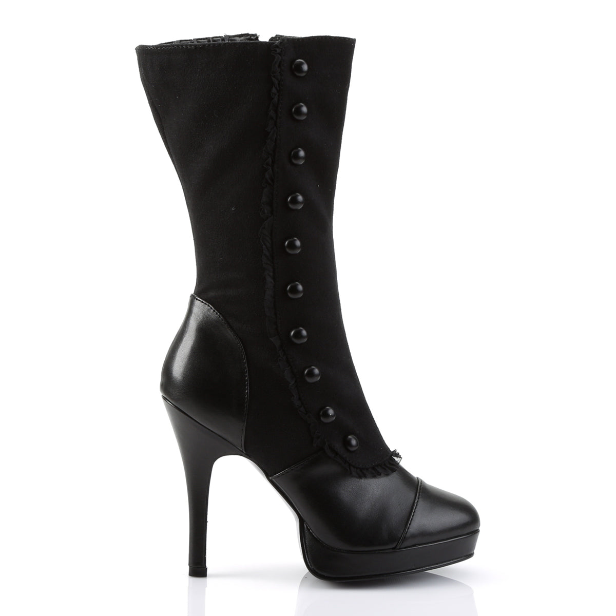 SPLENDOR-130 Retro 4.5" Heel Black Microfiber Women Boots Funtasma Costume Shoes Fancy Dress