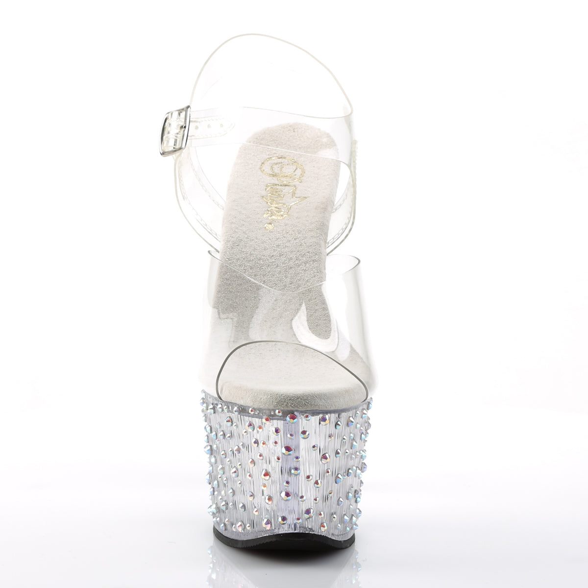 STARDANCE-708 7" Heel Clear Silver Pole Dancing Platforms-Pleaser- Sexy Shoes Alternative Footwear