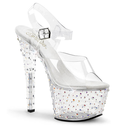 STARDANCE-708 7" Heel Clear Silver Bling Stripper Platform Shoes