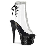 Stardust-1018C-2RS Pleasers Clear Perspex Rhinestone Black Platform Boots