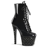 Stardust-1020-7 Pleaser 7 "Tacón negro Pole Dancer plataforma bling botas de tobillo