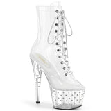 STARDUST-1021C-7 Pleaser Sexy Clear Platform Bling Lace Up Ankle Boots