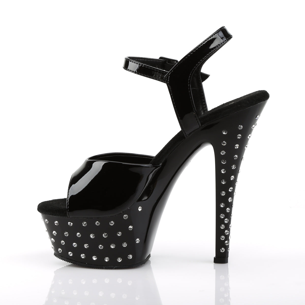 STARDUST-609 6 Inch Heel Black Patent Pole Dancing Platforms-Pleaser- Sexy Shoes Pole Dance Heels