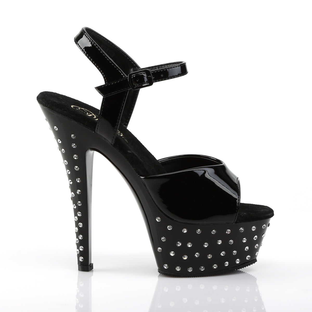STARDUST-609 6 Inch Heel Black Patent Pole Dancing Platforms-Pleaser- Sexy Shoes Fetish Heels