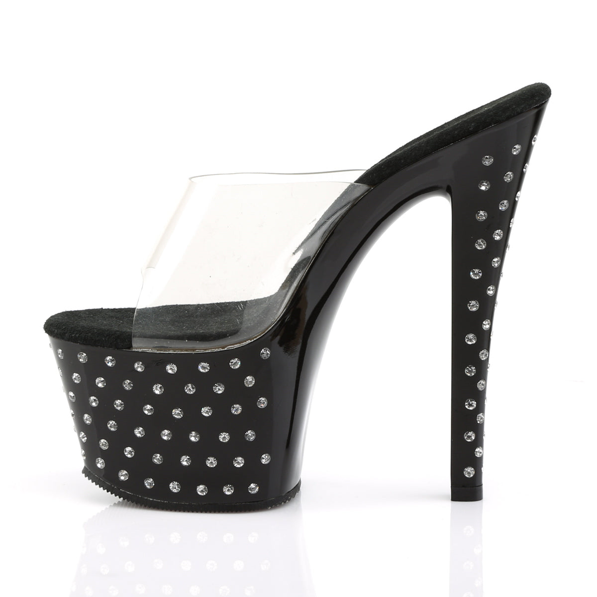 STARDUST-701 7" Heel Clear and Black Pole Dancing Platforms-Pleaser- Sexy Shoes Pole Dance Heels