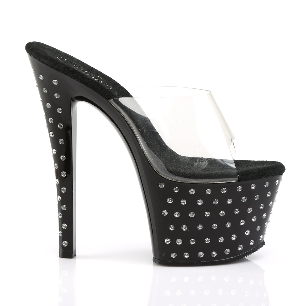 STARDUST-701 7" Heel Clear and Black Pole Dancing Platforms-Pleaser- Sexy Shoes Fetish Heels