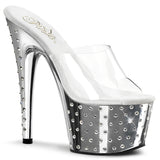 Silver Chrome 7 Inch Pole Dancer Platform Shoes -  Pleaser STARDUST-701