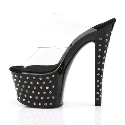STARDUST-702 7" Heel Clear and Black Pole Dancing Platforms-Pleaser- Sexy Shoes Pole Dance Heels