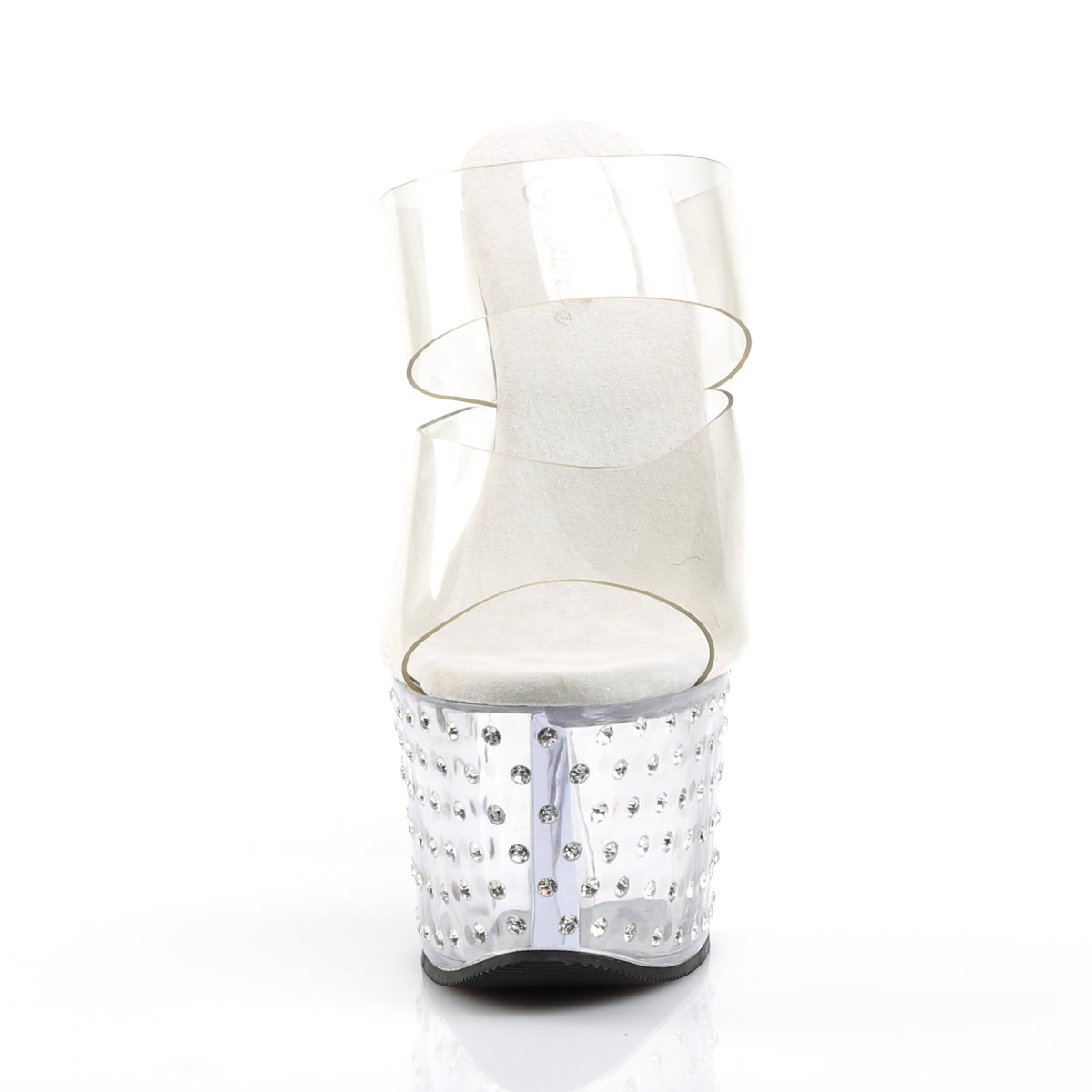 stardust 702 pleaser sexy shoes 7 inch rhinestone studded platform slide slip on shoes clear high heels