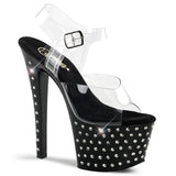 Clear Black 7 Inch Fetish Pole Platform Shoes -  Pleaser STARDUST-708