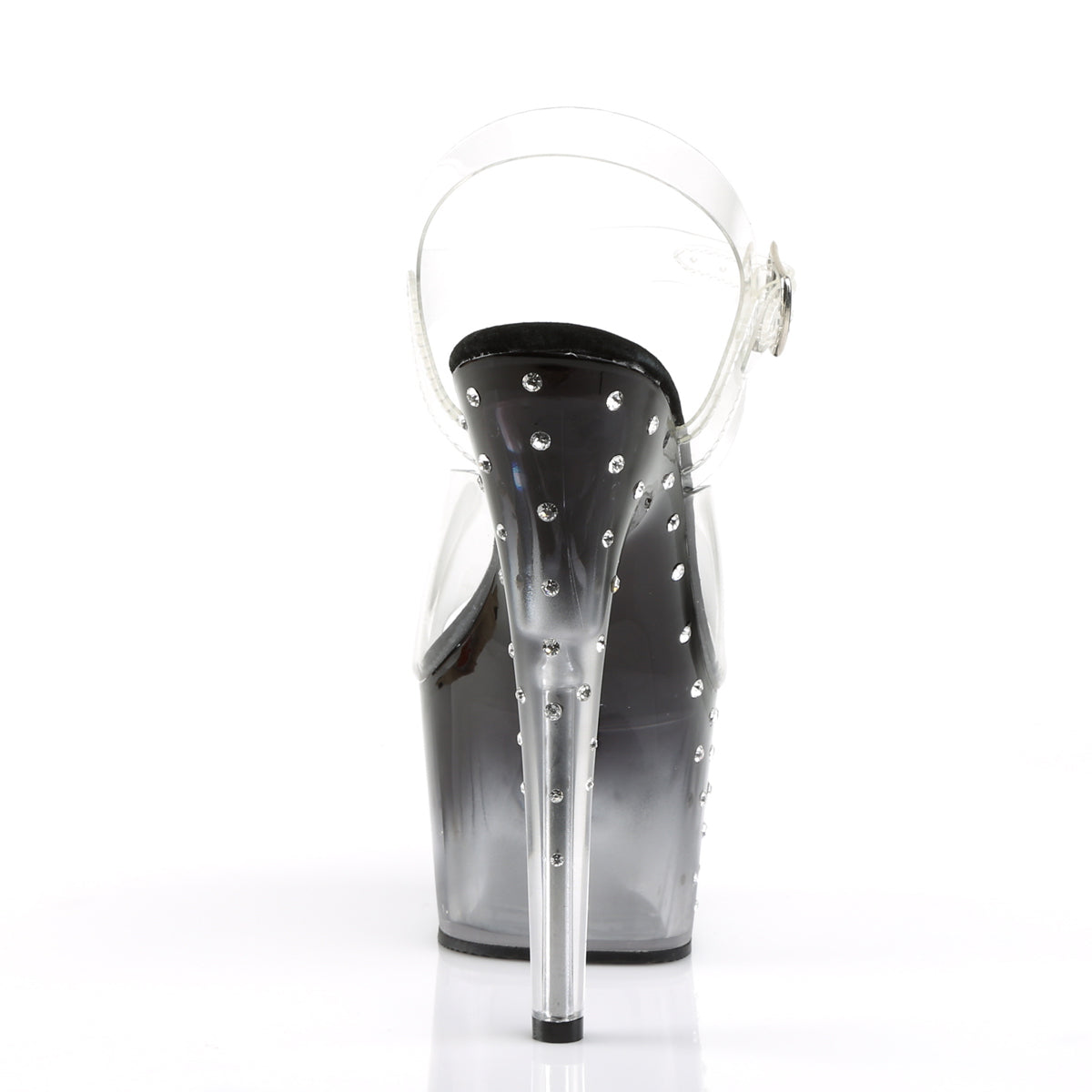 STARDUST-708T 7" Heel Clear and Black Pole Dancing Platforms-Pleaser- Sexy Shoes Fetish Footwear