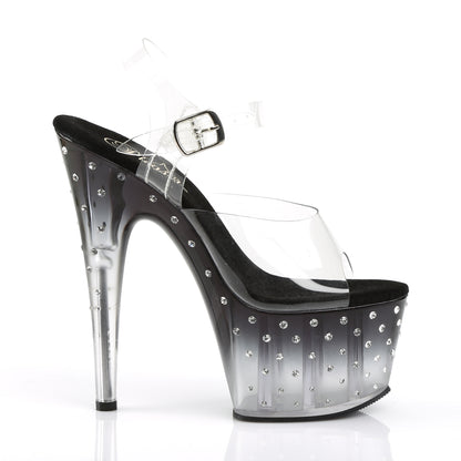 STARDUST-708T 7" Heel Clear and Black Pole Dancing Platforms-Pleaser- Sexy Shoes Fetish Heels