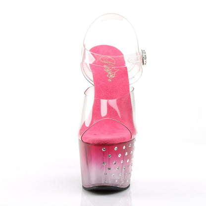 STARDUST-708T 7" Heel Clear and Pink Pole Dancing Platforms-Pleaser- Sexy Shoes Alternative Footwear