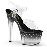 Clear Black 7 Inch Fetish Pole Platform Shoes -  Pleaser STARDUST-708T