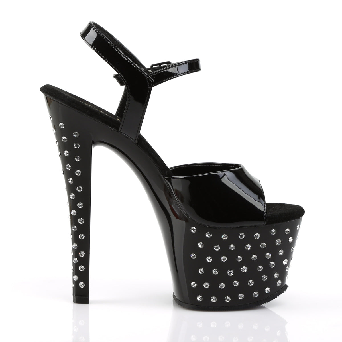 STARDUST-709 7 Inch Heel Black Patent Pole Dancing Platforms-Pleaser- Sexy Shoes Fetish Heels