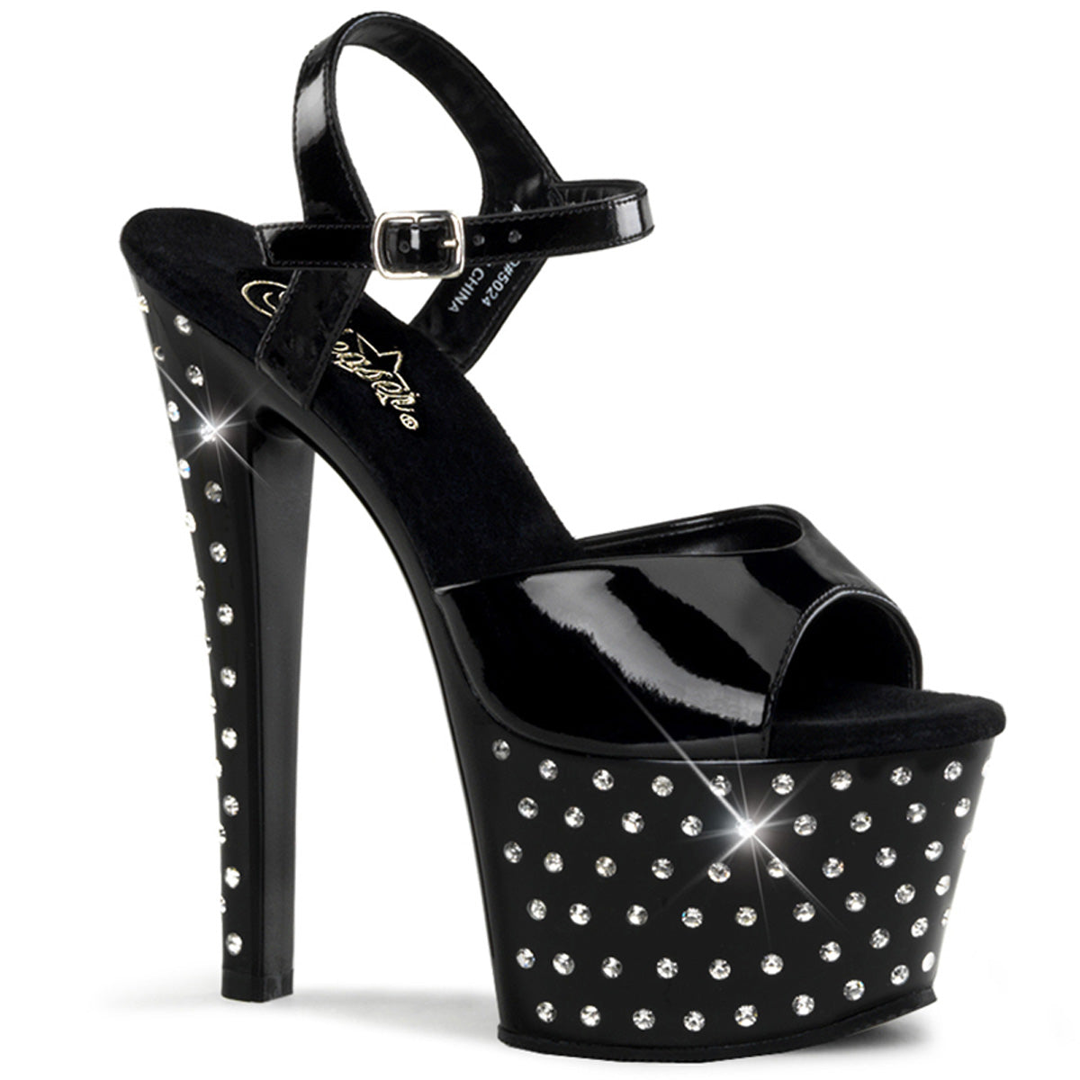 STARDUST-709 7 Inch Heel Black Patent Pole Dancing Platforms-Pleaser- Sexy Shoes
