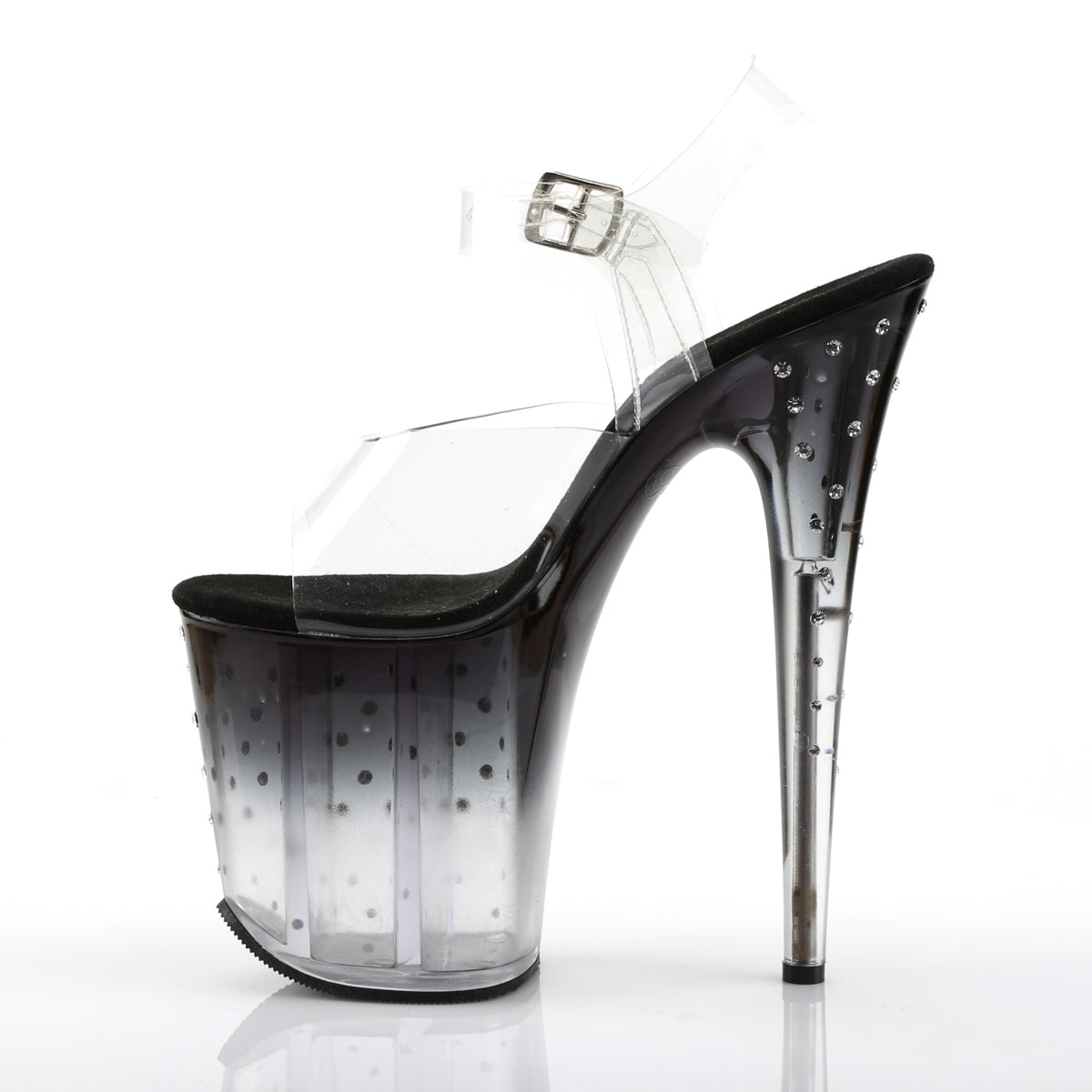 STARDUST-808T 8" Heel Clear and Black Pole Dancing Platforms-Pleaser- Sexy Shoes Pole Dance Heels