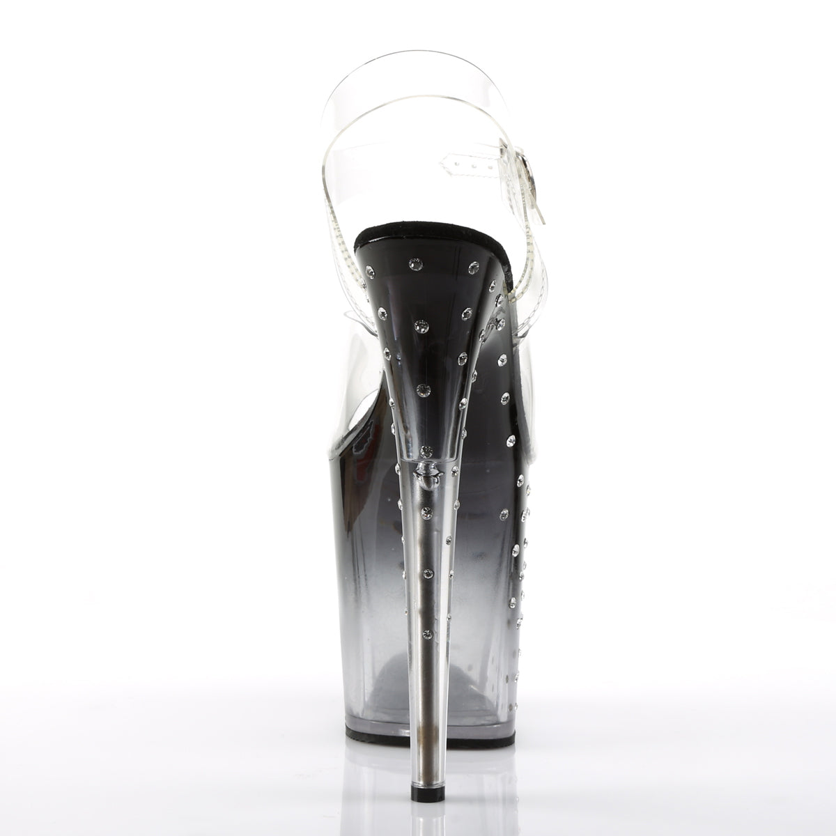 STARDUST-808T 8" Heel Clear and Black Pole Dancing Platforms-Pleaser- Sexy Shoes Fetish Footwear