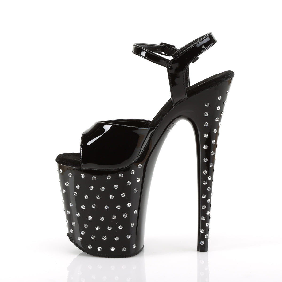 STARDUST-809 8 Inch Heel Black Patent Pole Dancing Platforms-Pleaser- Sexy Shoes Pole Dance Heels
