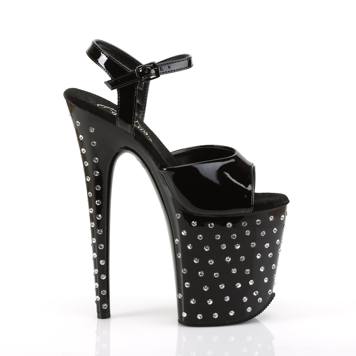 STARDUST-809 8 Inch Heel Black Patent Pole Dancing Platforms-Pleaser- Sexy Shoes Fetish Heels