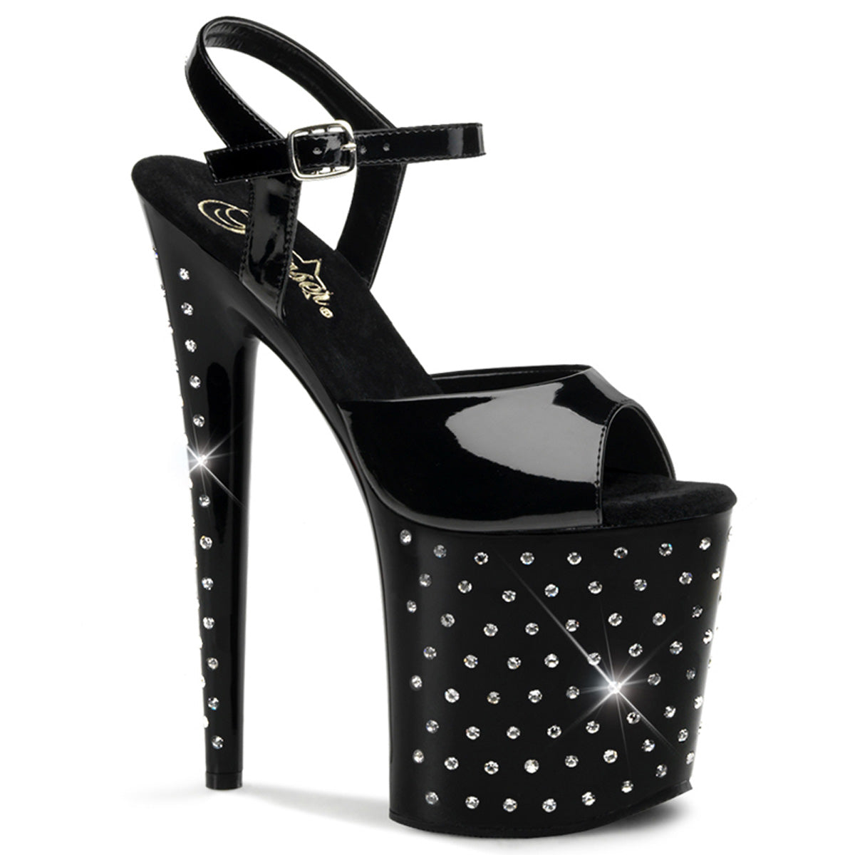 Black 8 Inch Pole Dancer Platform Shoes -  Pleaser STARDUST-809