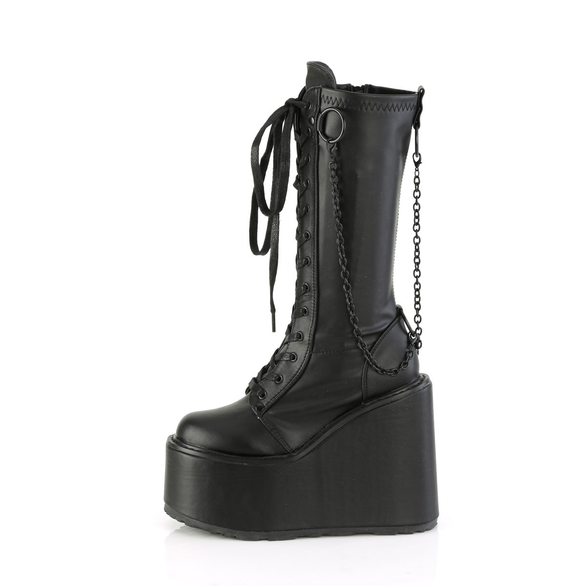 Black Vegan  Alternative Knee High Boots -  Demonia Cult SWING-150