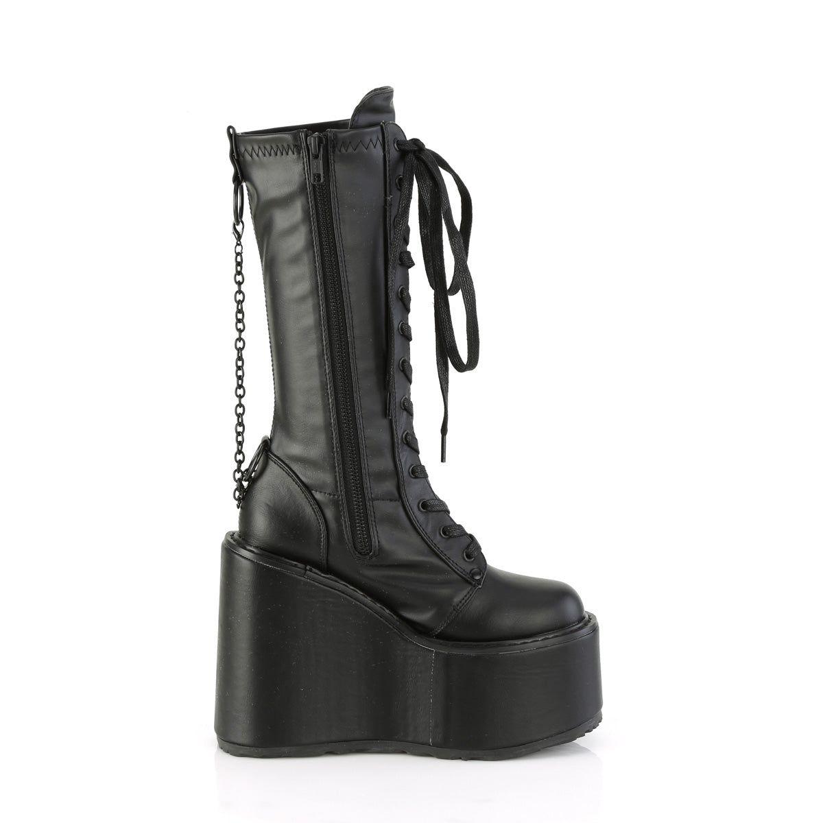 Black Vegan  Alternative Knee High Boots -  Demonia Cult SWING-150