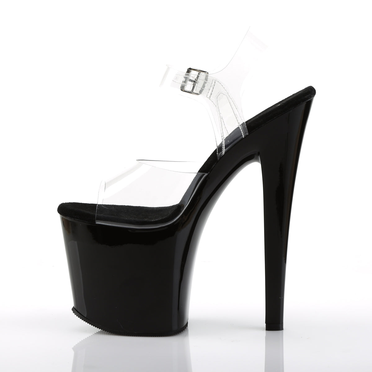 TABOO-708 7.5" Heel Clear and Black Pole Dancing Platforms-Pleaser- Sexy Shoes Pole Dance Heels