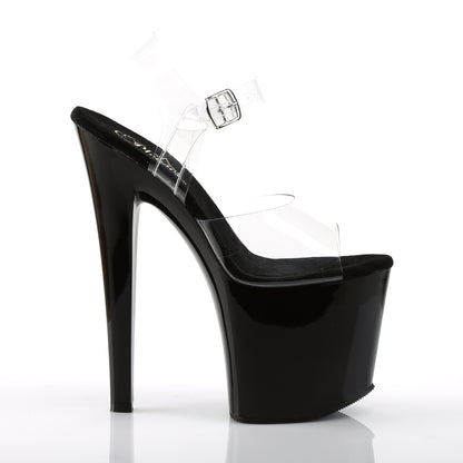 TABOO-708 7.5" Heel Clear and Black Pole Dancing Platforms-Pleaser- Sexy Shoes Fetish Heels
