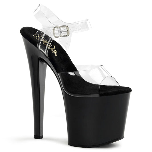 TABOO-708 7.5" Heel Clear and Black Pole Dancing Platforms-Pleaser- Sexy Shoes