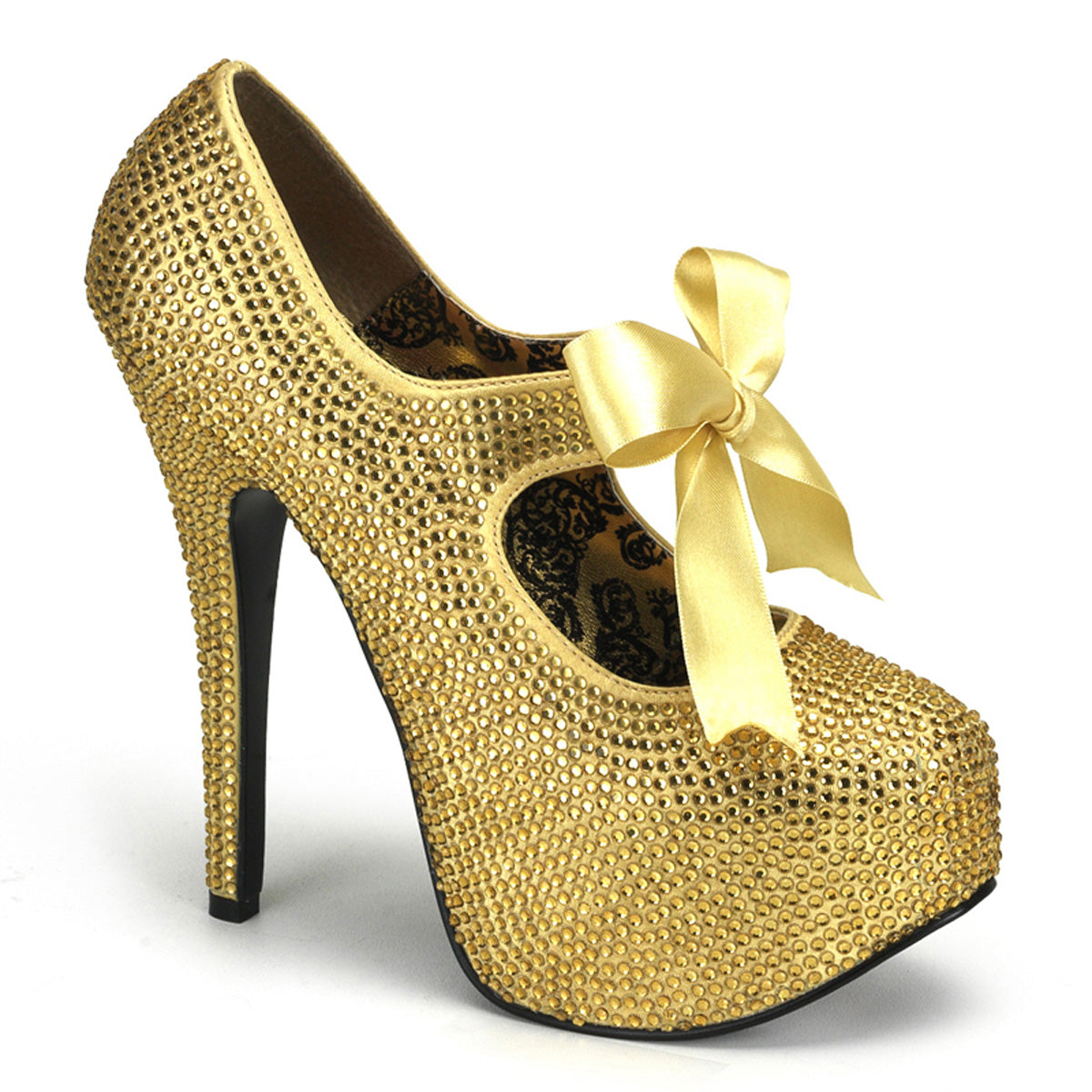 TEEZE-04R Hidden Platform 6" Heel Gold Rhinestone Sexy Shoe-Bordello- Sexy Shoes
