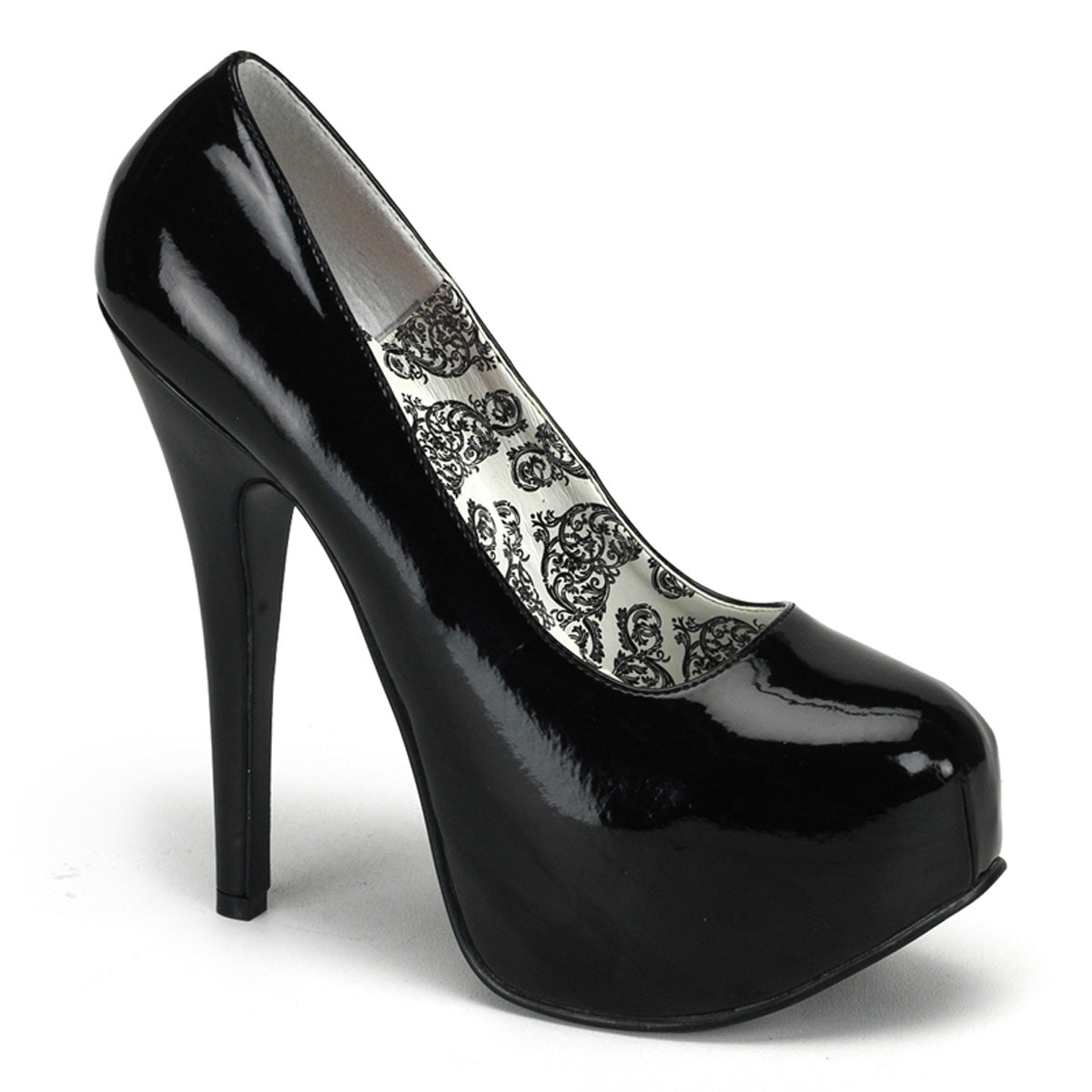 TEEZE-06W Large Size Ladies Shoes 6 Inch Heel Black Patent Platform Shoes