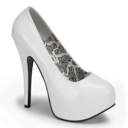 TEEZE-06 Hidden Platform 6 Inch Heel White Patent Sexy Shoes-Bordello- Sexy Shoes