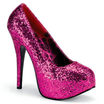 TEEZE-06GW Large Size Ladies Shoes 6" Heel Hot Pink Glitter Platform Shoe