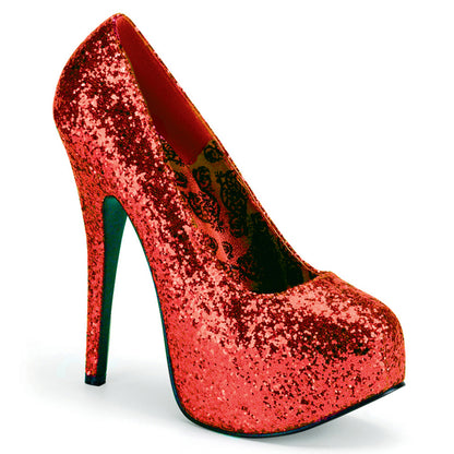TEEZE-06GW Large Size Ladies Shoes 6 Inch Heel Red Glitter Platform Shoes