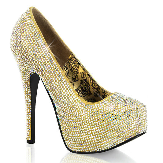 TEEZE-06R Hidden Platform 6 Inch Heel Gold Satin Sexy Shoes-Bordello- Sexy Shoes