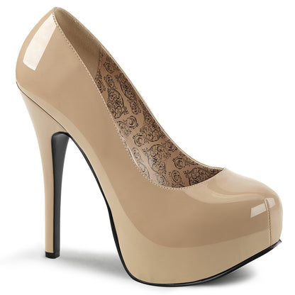 TEEZE-06W Large Size Ladies Shoes 6 Inch Heel Cream Patent Platform Shoes