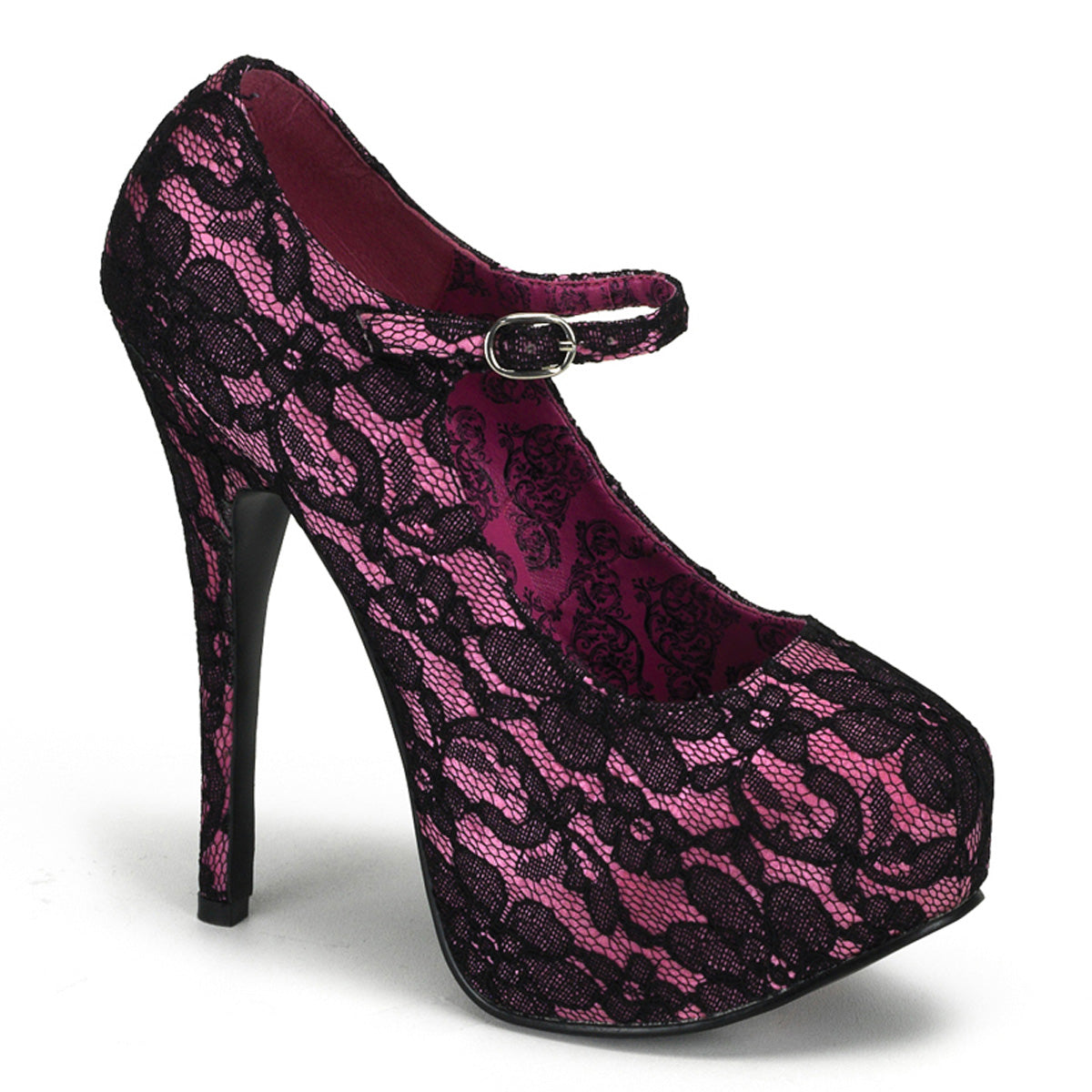 TEEZE-07L Hidden Platform 6" Heel Hot Pink Satin Sexy Shoes-Bordello- Sexy Shoes