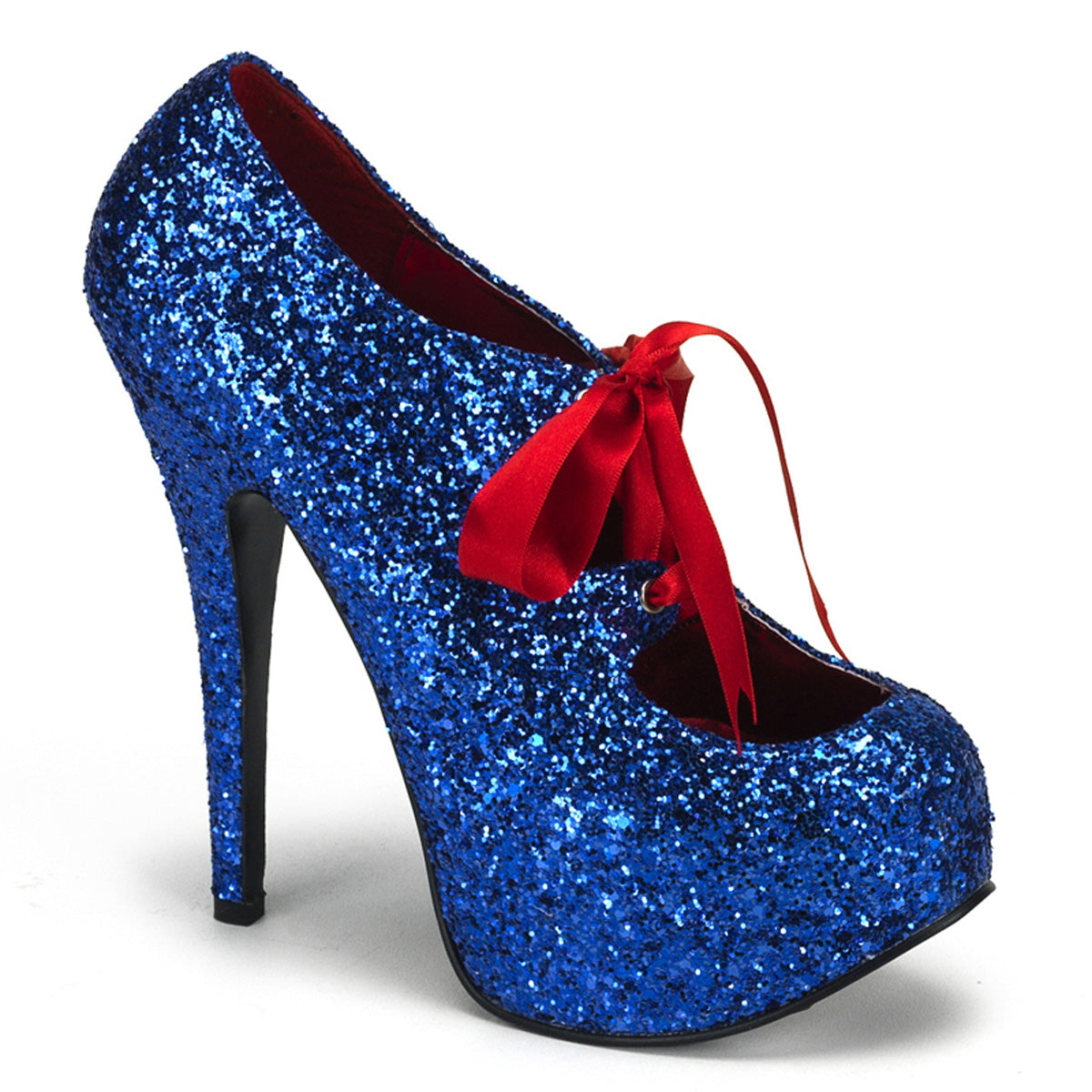 TEEZE-10G Hidden Platform 6" Heel Blue Glitter Sexy Shoes-Bordello- Sexy Shoes